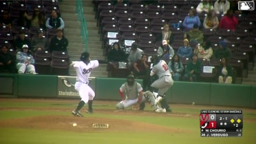Enyervert Perez singles on a ground ball to center fielder Ryan Wideman. Jose Alpuria scores. Pedro Blanco to 2nd.