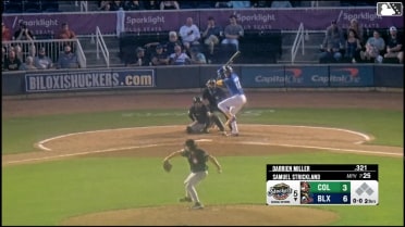 Eduardo Garcia homers (3) on a fly ball to left field.