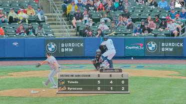 Ronny Mauricio homers (1) on a fly ball to right center field.