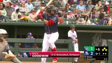 Nick Goodwin grounds into a double play, shortstop Andy Perez to second baseman GJ Hill to first baseman Aidan Longwell. Cutter Coffey out at 2nd. Nick Goodwin out at 1st.
