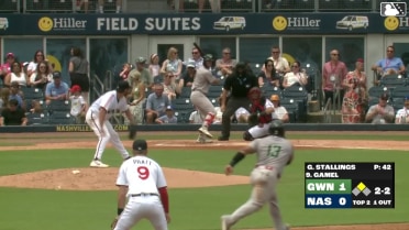 Ben Gamel singles on a line drive to center fielder Luis Lara. Jair Camargo scores.