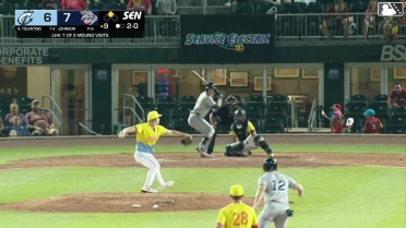 Milan Tolentino doubles (19) on a fly ball to center fielder Steward Berroa. Joe Lampe scores.