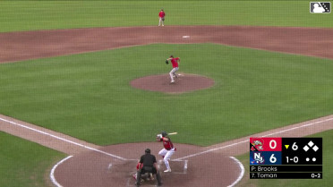 Tucker Toman homers (1) on a fly ball to right field.