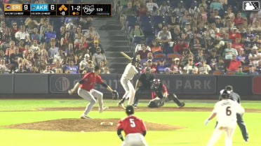 Jaison Chourio out on a sacrifice fly to left fielder Justice Bigbie. Alex Mooney scores.