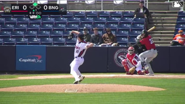 John Peck singles on a ground ball to left fielder Matt Rudick. Brett Callahan scores.