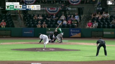 Yamvier Carrero singles on a line drive to center fielder Dean Moss. Jacob Jarrell scores.