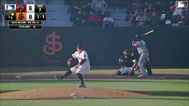 Jeremy Ciriaco doubles (6) on a fly ball to left fielder Damian Bravo. Carlos Renzullo scores.