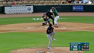 Caden Merritt doubles (3) on a sharp line drive to left fielder Darlyn De Leon. Caleb Klein scores.