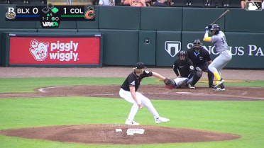 Eduardo Garcia homers (1) on a line drive to left field. Mike Boeve scores.