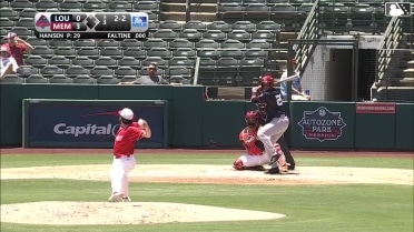 Trey Faltine homers (1) on a fly ball to center field.