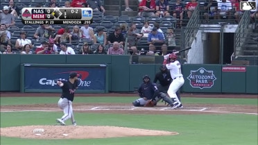 Ramon Mendoza singles on a line drive to center fielder Eric Brown Jr. Chase Davis scores.