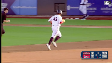 Ricardo Olivar hits a solo home run