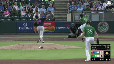 Bryan Ramos doubles (11) on a line drive to left fielder Matthew Etzel. Sam Huff scores.