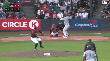 Jakob Christian doubles (12) on a line drive to left fielder J.R. Freethy. Carlos Gutierrez scores. Jancel Villarroel scores. Zander Darby to 3rd.
