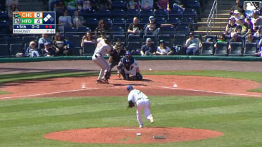 Thomas Sosa doubles (3) on a sharp fly ball to center fielder GJ Hill. Frederick Bencosme scores. Tavian Josenberger scores.