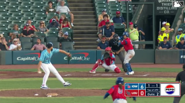 Owen Miller singles on a sharp line drive to center fielder TJ Friedl. Justin Dean scores.