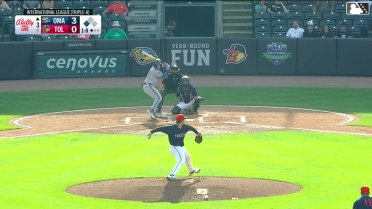 Jack Pineda out on a sacrifice fly to center fielder Brett Callahan. Drew Waters scores.