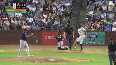 Yordany De Los Santos grounds into a double play, shortstop Adrian Santana to second baseman Nicandro Aybar to first baseman Larry Martinez. Josh Tate out at 2nd. Yordany De Los Santos out at 1st.
