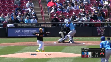 Leonel Espinoza grounds into a double play, shortstop Juan Baez to second baseman Daniel Dickinson to first baseman Eric Bitonti. Ty Southisene scores. Cameron Sisneros to 3rd. Kade Snell out at 2nd. Leonel Espinoza out at 1st.
