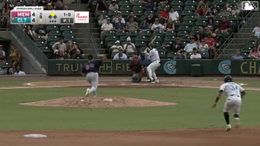Dru Baker singles on a soft line drive to right fielder Colton Ledbetter. Junior Perez scores.