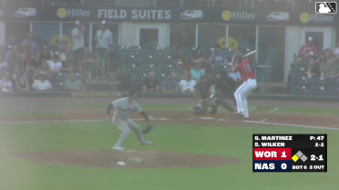 Brock Wilken doubles (2) on a sharp fly ball to center fielder Braiden Ward. Luis Lara scores.