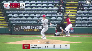 Jack Brannigan homers (1) on a fly ball to left field. Jared Triolo scores. Duce Gourson scores.