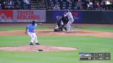 Easton Shelton homers (1) on a fly ball to right center field.