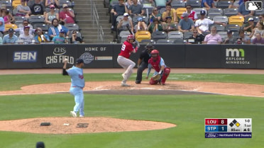 Edwin Arroyo doubles (11) on a fly ball to center fielder Ben Ross. Dayne Leonard scores.