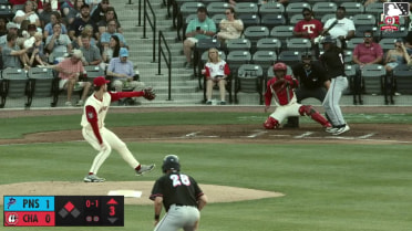 Emaarion Boyd singles on a ground ball to center fielder Carlos Jorge. Jay Beshears scores.