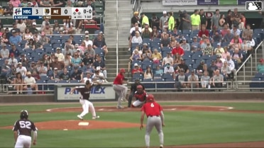 Branden Boissiere doubles (11) on a sharp line drive to right fielder Miguel Bleis. Cortland Lawson scores.