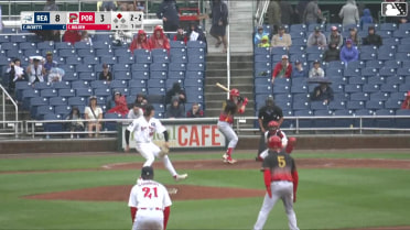 Caleb Ricketts singles on a line drive to left fielder Roman Anthony, deflected by shortstop Henry Godbout. Raider Tello scores. Carson DeMartini to 3rd.
