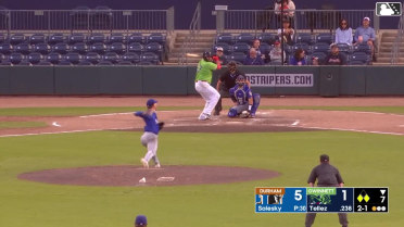 Rowdy Tellez singles on a sharp fly ball to left fielder Justyn-Henry Malloy. Jim Jarvis scores. Nacho Alvarez Jr. to 2nd.