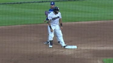 Trent Grisham hits a double in rehab game