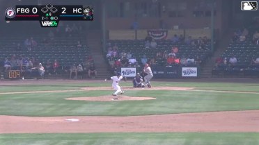 Luke Dickerson homers (1) on a line drive to center field.