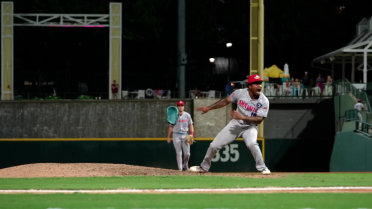 Alfred Morillo backflips after earning the strikeout