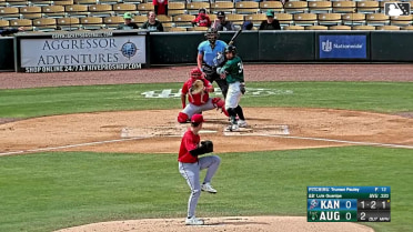Luis Guanipa triples (1) on a sharp fly ball to center fielder Marcelo Alcala.