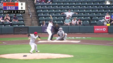 Boston Smith strikes out swinging and Caleb Bonemer caught stealing 2nd, catcher Colin Burgess to shortstop John Gil to catcher Colin Burgess.