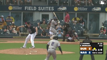 Tre' Morgan singles on a line drive to right fielder Luis Matos. Jonny DeLuca scores.