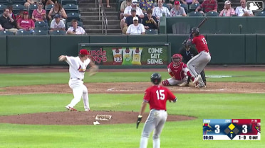 Khadim Diaw singles on a line drive to left fielder Zach Levenson. Marek Houston scores.
