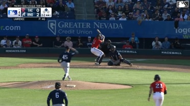 Jack Hurley doubles (1) on a sharp fly ball to center fielder Rhylan Thomas. Jacob Amaya scores.