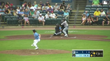 Wyatt Hoffman doubles (1) on a line drive to left fielder Bill Knight. Luis Verdugo scores.