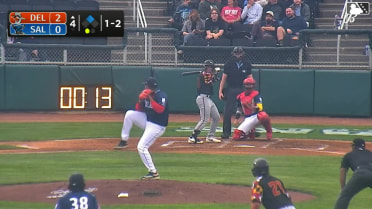 Jose Perez doubles (1) on a line drive to right fielder Skylar King. Andrés Nolaya scores.