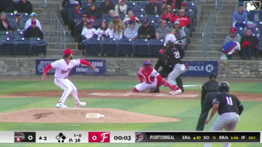 Paulino Santana doubles (4) on a sharp line drive to center fielder Luke Dickerson. Luis Marquez scores. Angel Arredondo to 3rd.