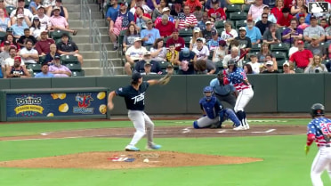 Andrew Cossetti out on a sacrifice fly to center fielder Kendall George. Jay Thomason scores.