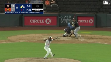 Blake Hunt out on a sacrifice fly to center fielder Brayan Buelvas. Mason McCoy scores.