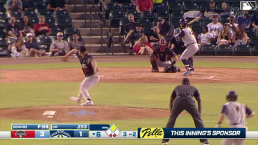 Hyungchan Um triples (1) on a line drive to right fielder Wady Mendez. Josh Hammond scores.