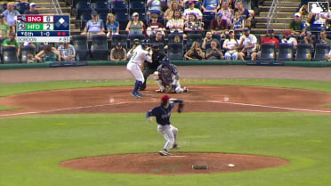 Mike Antico doubles (3) on a soft line drive to right fielder Matt Rudick. GJ Hill scores.