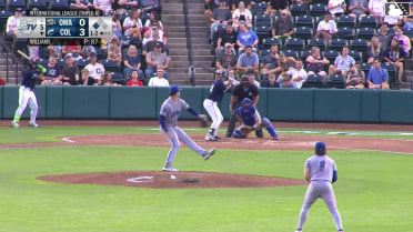 Kyle Manzardo out on a sacrifice fly to center fielder Drew Waters. Daniel Schneemann scores.