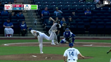 Lazaro Montes doubles (3) on a line drive to left fielder Zyhir Hope. Hunter Fitz-Gerald scores.