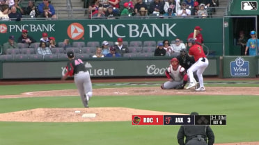 Johnny Olmstead homers (1) on a line drive to left center field.